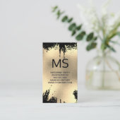 Monogram | Gold Foil Spatter Black Achtergrond Visitekaartje (Staand voorkant)