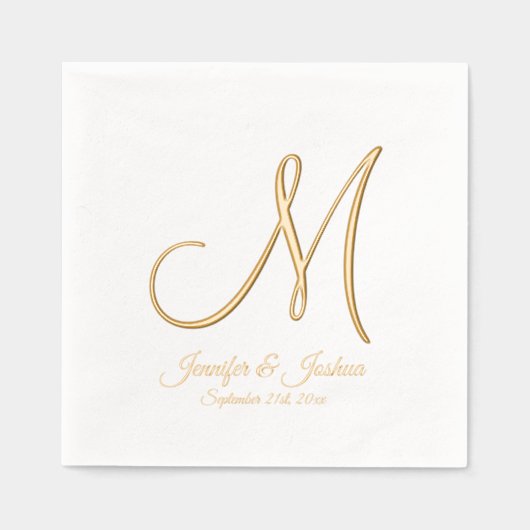 Monogram Gold Foil Wedding Folie Servetten (Voorkant)