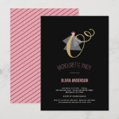 Monogram Gold Glitter Bachelorette Party Invite Kaart (Voorkant / Achterkant)