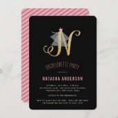 Monogram Gold Glitter Bachelorette Party Invite Kaart (Voorkant / Achterkant)
