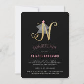 Monogram Gold Glitter Bachelorette Party Invite Kaart (Voorkant)
