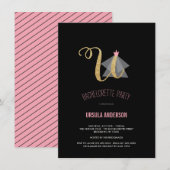 Monogram Gold Glitter Bachelorette Party Invite Kaart (Voorkant / Achterkant)