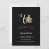 Monogram Gold Glitter Bachelorette Party Invite Kaart (Voorkant)