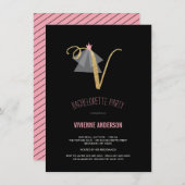 Monogram Gold Glitter Bachelorette Party Invite Kaart (Voorkant / Achterkant)