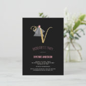 Monogram Gold Glitter Bachelorette Party Invite Kaart (Staand voorkant)