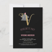 Monogram Gold Glitter Bachelorette Party Invite Kaart (Voorkant)