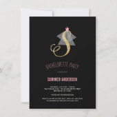 Monogram Gold Glitter Bachelorette Party Invite Kaart (Voorkant)
