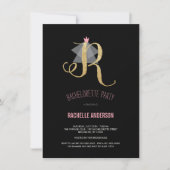 Monogram Gold Glitter Bachelorette Party Invite Kaart (Voorkant)