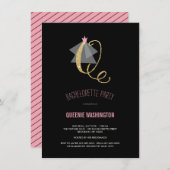 Monogram Gold Glitter Bachelorette Party Invite Kaart (Voorkant / Achterkant)