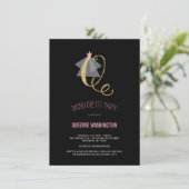 Monogram Gold Glitter Bachelorette Party Invite Kaart (Staand voorkant)