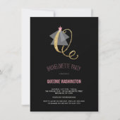 Monogram Gold Glitter Bachelorette Party Invite Kaart (Voorkant)