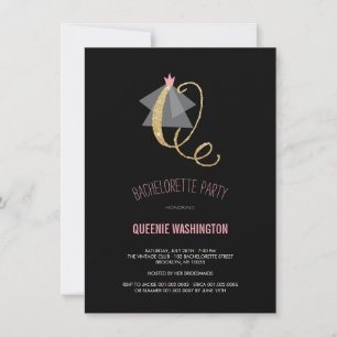 Monogram Gold Glitter Bachelorette Party Invite Kaart