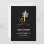 Monogram Gold Glitter Bachelorette Party Invite Kaart (Voorkant)