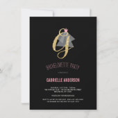 Monogram Gold Glitter Bachelorette Party Invite Kaart (Voorkant)