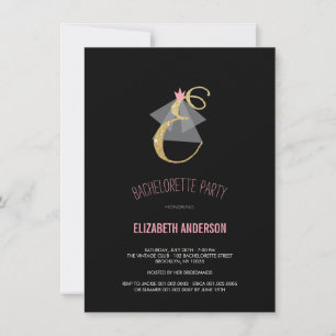 Monogram Gold Glitter Bachelorette Party Invite Kaart