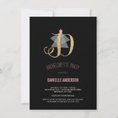 Monogram Gold Glitter Bachelorette Party Invite Kaart (Voorkant)
