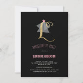 Monogram Gold Glitter Bachelorette Party Invite Kaart (Voorkant)
