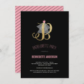 Monogram Gold Glitter Bachelorette Party Invite Kaart (Voorkant / Achterkant)