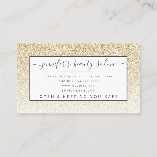 Monogram Gold Glitter Glam Lashes Visitekaartje (Achterkant)