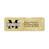 Monogram Gold Glitter - Retouradreslabels Etiket (Voorkant)