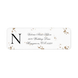 Monogram Gold Glitter Return Address Etiket