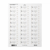 Monogram Gold Glitter Return Address Etiket (Full Sheet)