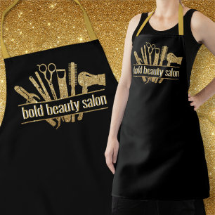 Monogram Gold Glitter Salon Tool Haarstylist Black Schort