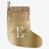 Monogram Gold Glitter-schijven en geborsteld metaa Kleine Kerstsok (Voorkant)