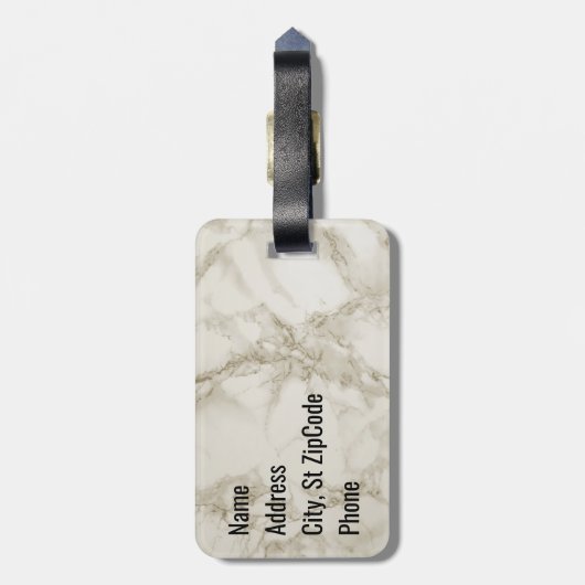 Monogram Gold Glitter, zwart en marmer Bagagelabel (Achterkant verticaal)