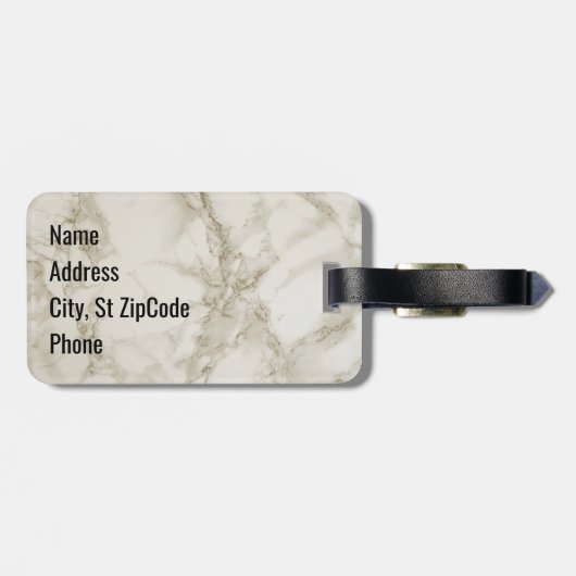 Monogram Gold Glitter, zwart en marmer Bagagelabel (Achterkant horizontaal)