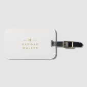 Monogram Gold Grey | Minimale legant Modern Bagagelabel (Voorkant (horizontaal))