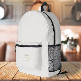 Monogram Gold Grey | Minimale legant Modern Bedrukte Rugzak