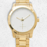 Monogram Gold Grey | Minimale legant Modern Horloge<br><div class="desc">Een eenvoudig stijlvol aangepast monogram in een gouden moderne, minimalistische typografie op een elegante, minimalistische, zachte grijze achtergrond. De monogram initialen en de naam kunnen gemakkelijk samen met de eigenschaplijn worden gepersonaliseerd om een ontwerp zo uniek te maken zoals u bent! Het perfecte cadeau of accessoire op maat voor elke...</div>
