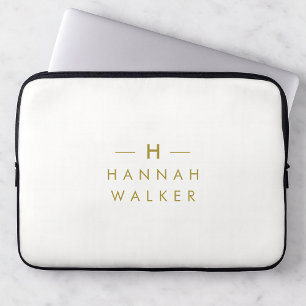 Monogram Gold Grey   Minimale legant Modern Laptop Sleeve
