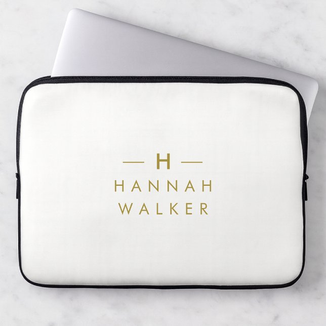 Monogram Gold Grey | Minimale legant Modern Laptop Sleeve (Creator heeft geüpload)