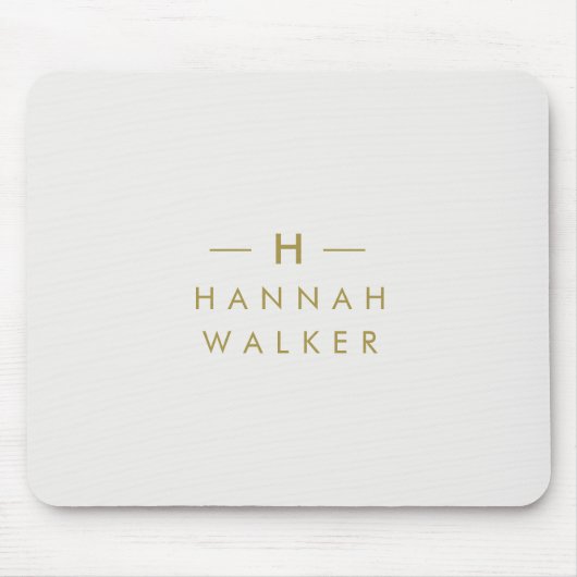 Monogram Gold Grey | Minimale legant Modern Muismat (Voorkant)