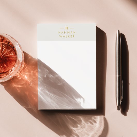 Monogram Gold Grey | Minimale legant Modern Post-it® Notes
