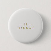 Monogram Gold Grey | Minimale legant Modern Ronde Button 5,7 Cm (Voorkant)