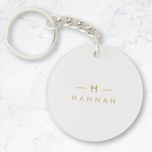 Monogram Gold Grey   Minimale legant Modern Sleutelhanger