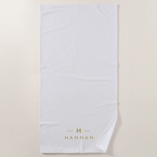 Monogram Gold Grey | Minimale legant Modern Strandlaken (Voorkant)