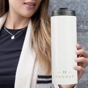 Monogram Gold Grey   Minimale legant Modern Thermosbeker