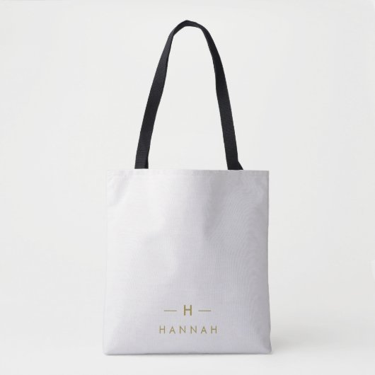 Monogram Gold Grey | Minimale legant Modern Tote Bag (Voorkant)
