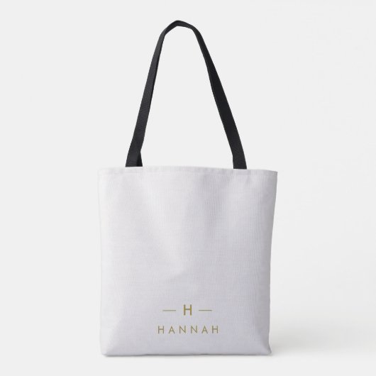 Monogram Gold Grey | Minimale legant Modern Tote Bag (Achterkant)