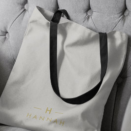 Monogram Gold Grey | Minimale legant Modern Tote Bag