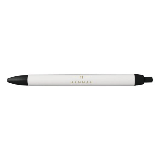 Monogram Gold Grey | Minimale legant Modern Zwarte Inkt Pen (Voorkant)