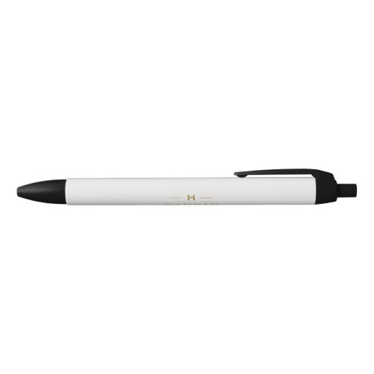 Monogram Gold Grey | Minimale legant Modern Zwarte Inkt Pen (Bovenkant)