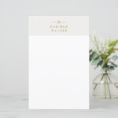 Monogram Gold Grey | Minimalistisch Elegant Briefp (Staand voorkant)