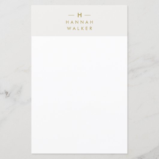 Monogram Gold Grey | Minimalistisch Elegant Briefp (Voorkant)