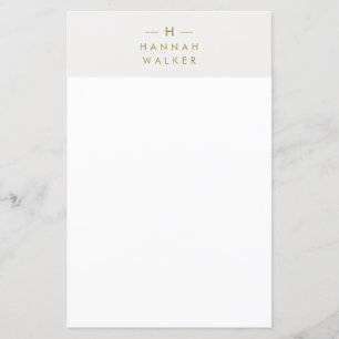Monogram Gold Grey   Minimalistisch Elegant Briefp