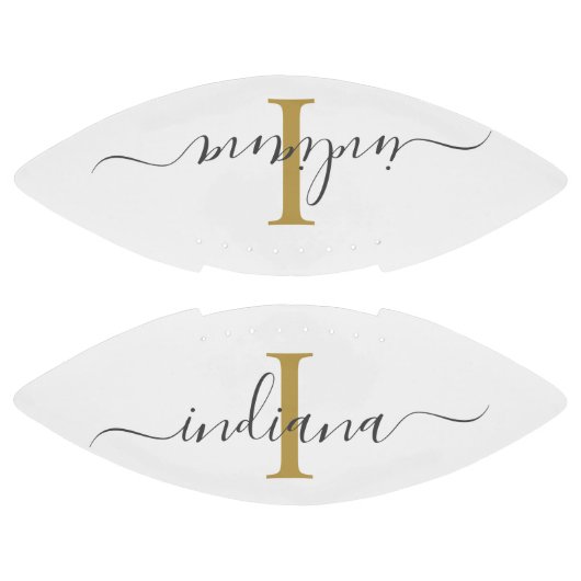 Monogram Gold Grey Script Name Modern American Football (Panelen)